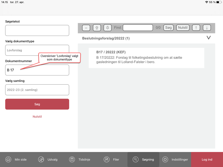 Soegning på dokumenttypeforkortelse